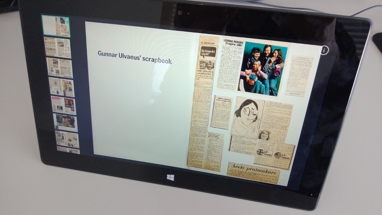 Gunnar Ulvaeus' Scrapbook running on Surface RT.